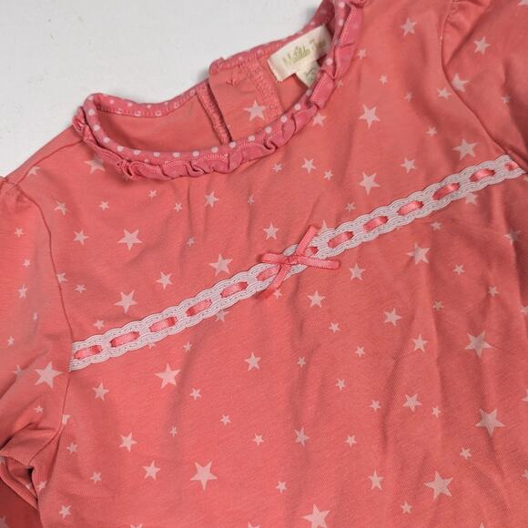Matilda Jane Shirt Girls Sz 4 Salmon Pink Star Long Sleeve Basic Boutique - Picture 2 of 5